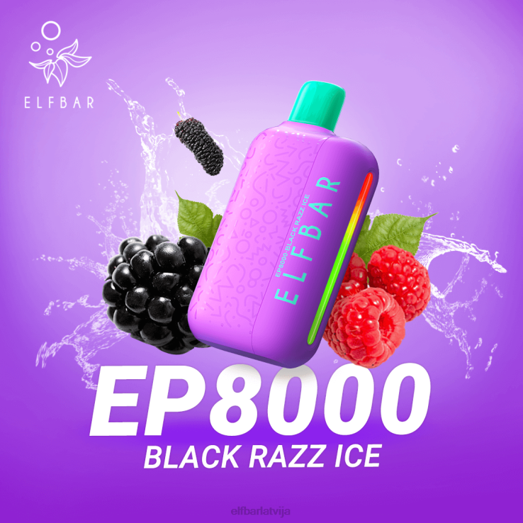 ELFBAR vienreizlietojamie vape jauni ep8000 puffs B2NP70 melnais razz ledus